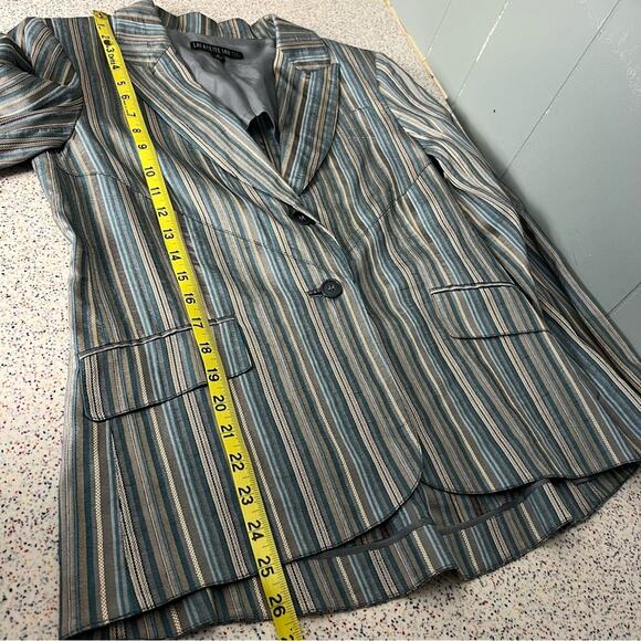 Lafayette 148 New York Striped Blue Tan Blazer Suit Jacket Coat Women’s 8 - Picture 7 of 8